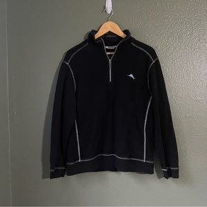 TOMMY BAHAMA Men's Tobago Bay Half Zip Sweater Mens Black Small Lightly Worn